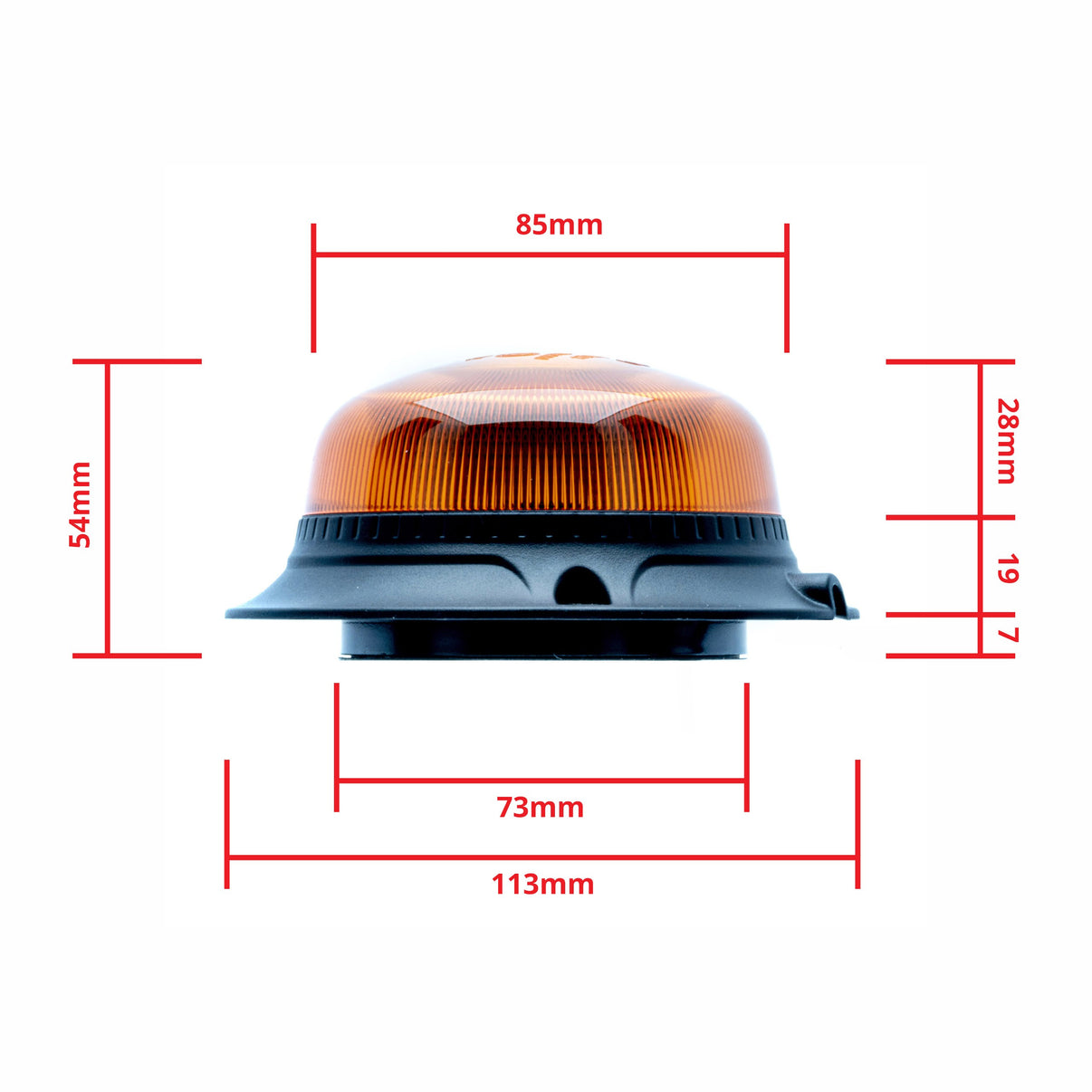 LED-varningsljus – 1700–1800K (Orange) – 54 W – 9V - 32V – 54 mm – Magnet