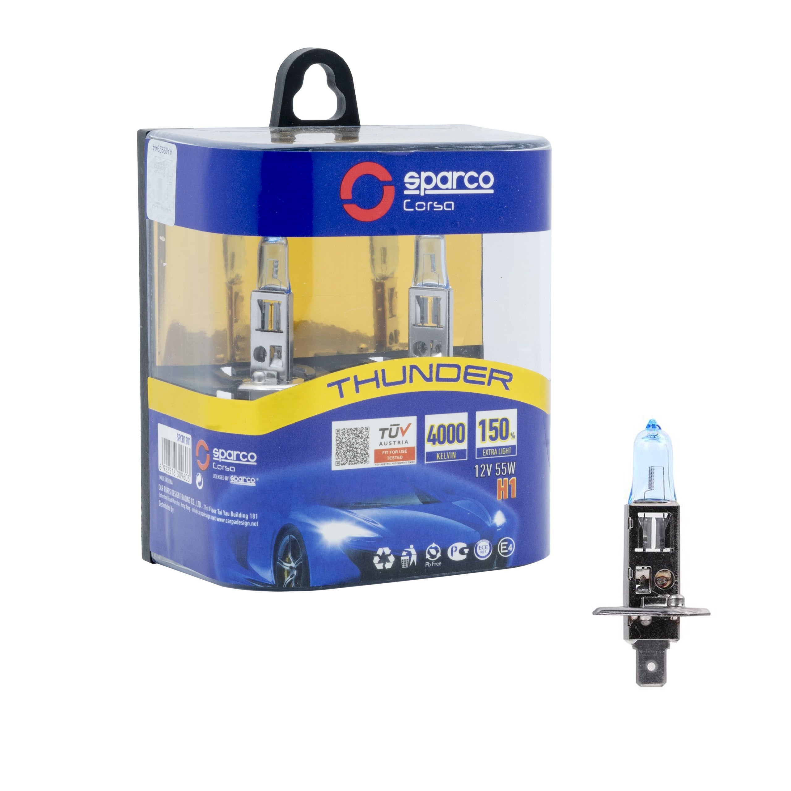 Halogenlampa – Sparco – H1 – 4000K – 9V - 16V – 55 W – 2-pack