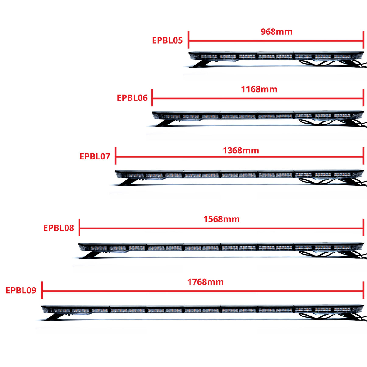 LED-varningsljus – 1700–1800K (Orange) – 684 W – 9V - 32V – 1768 mm