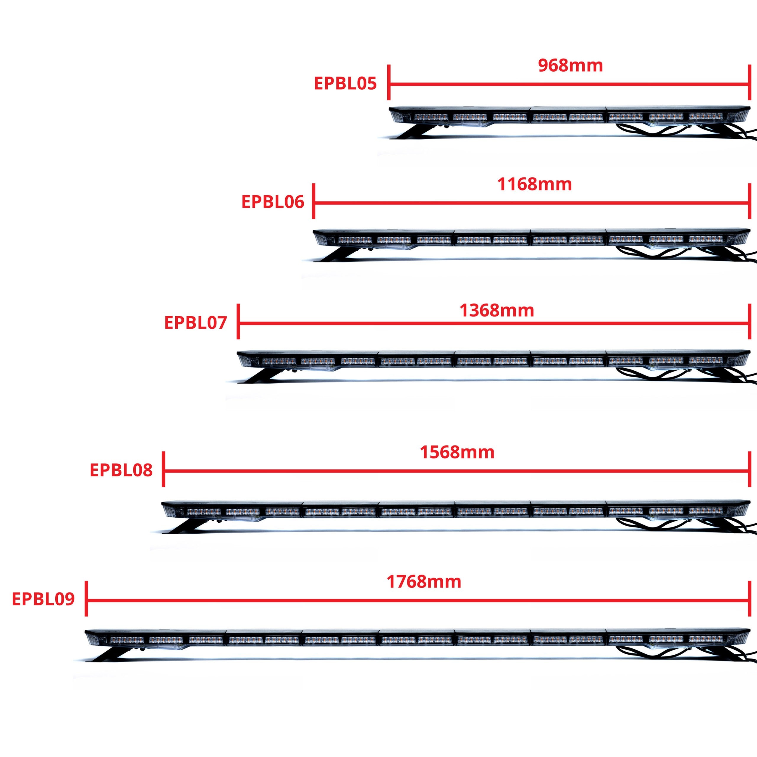LED-varningsljus – 1700–1800K (Orange) – 684 W – 9V - 32V – 1768 mm