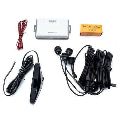 Parkeringssensor med display – Silver – ultraljudssensor – 4 sensorer – 4x 2,5 m