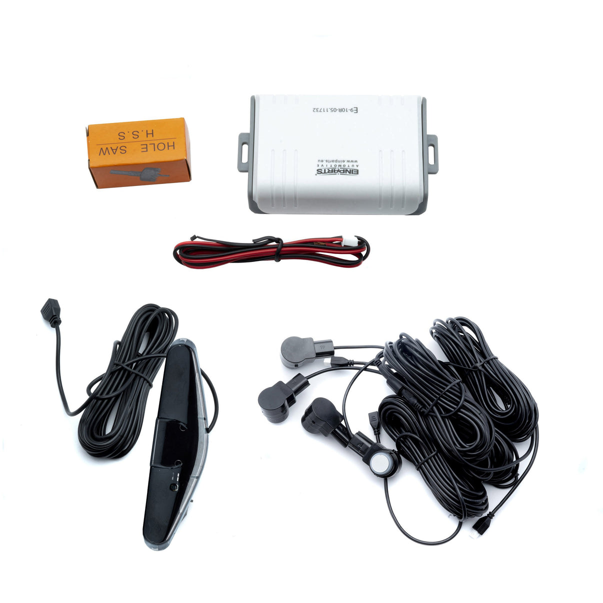Parkeringssensor med display – Silver – ultraljudssensor – 4 sensorer – 4x 2,5 m