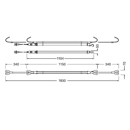 Verkstadslampa – OSRAM – Svart – 7000K – 15 W – 100 ~ 240V – 1104 mm