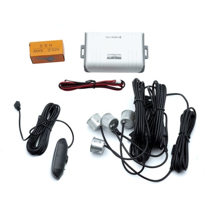Parkeringssensor med display – Silver – ultraljudssensor – 4 sensorer – 4x 2,5 m