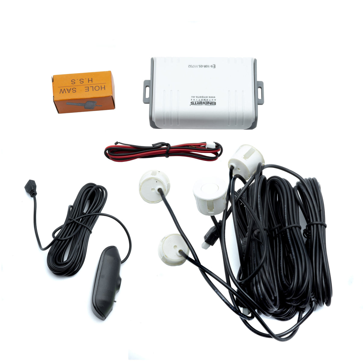 Parkeringssensor med display – Vit – ultraljudssensor – 4 sensorer – 4x 2,5 m