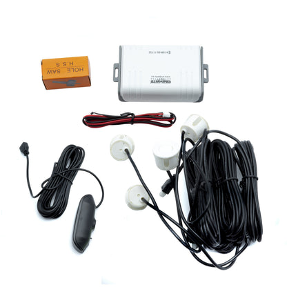 Parkeringssensor med display – Vit – ultraljudssensor – 4 sensorer – 4x 2,5 m