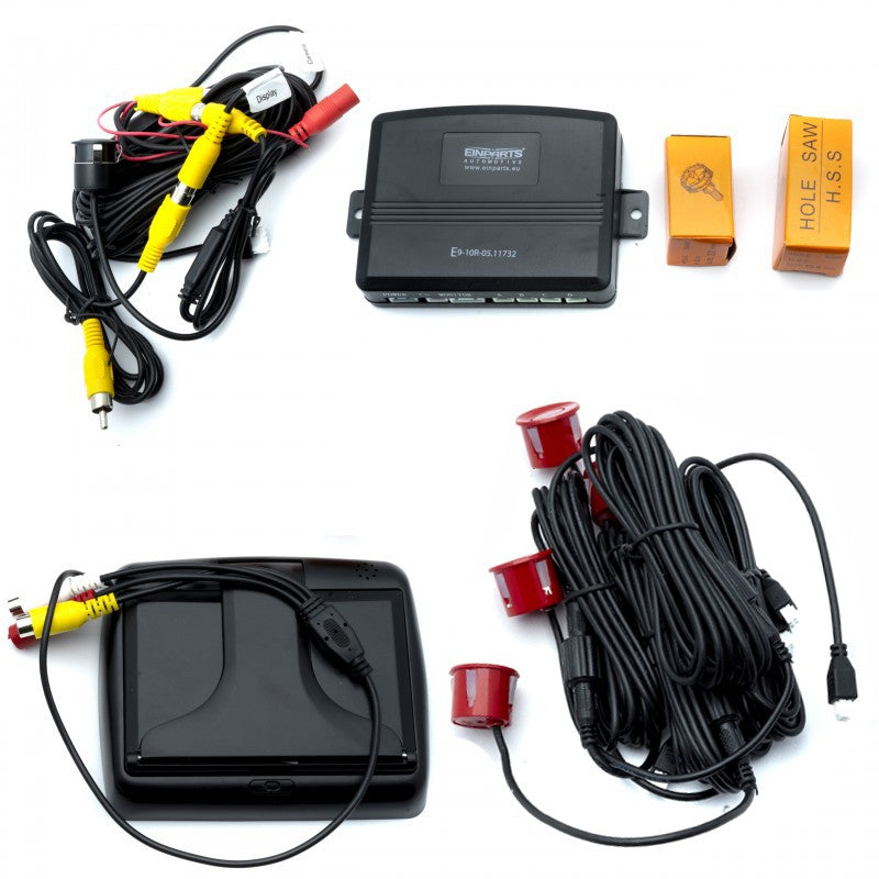 Parkeringssystem med kamera – Röd – 9V - 16V – ultraljudssensor