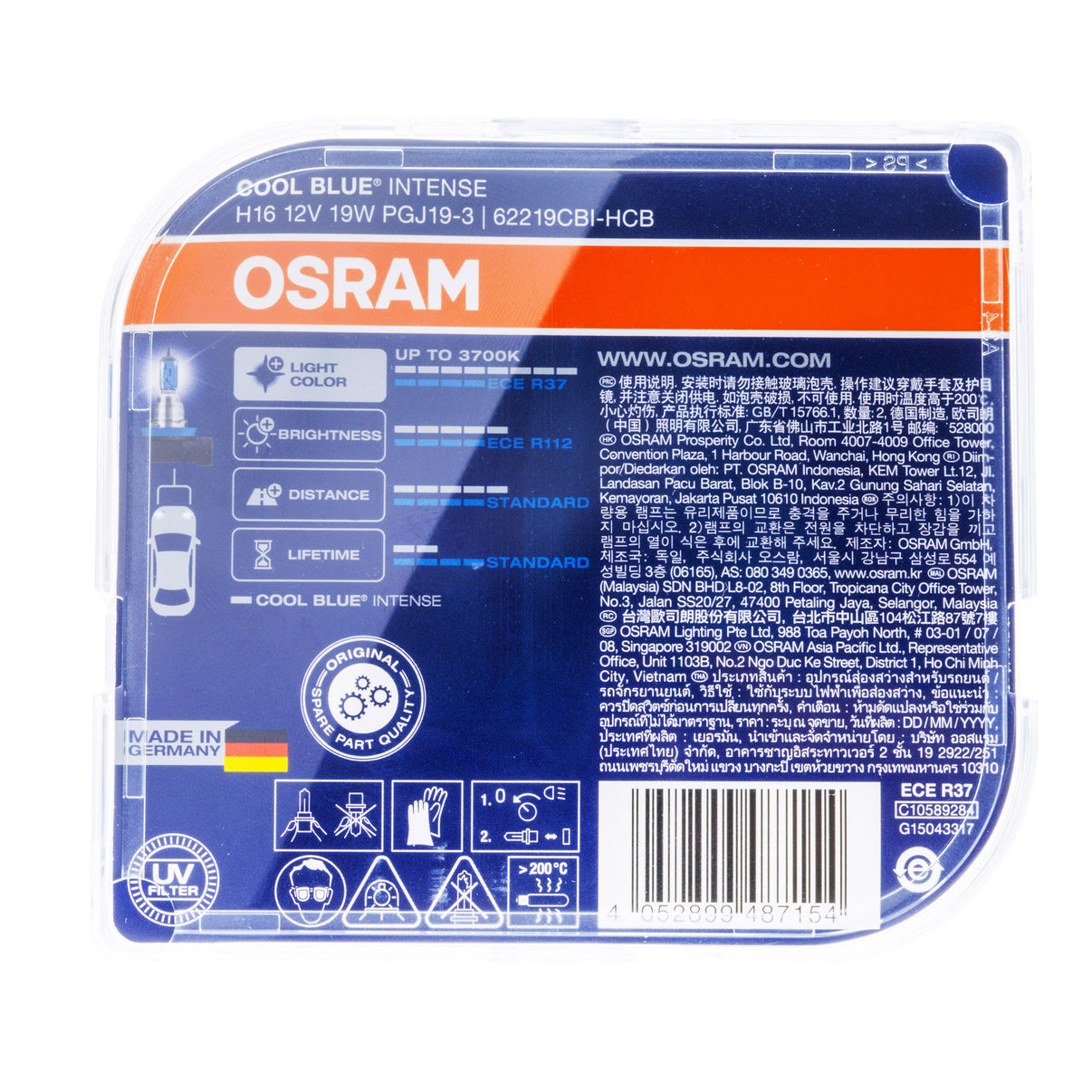 Halogenlampa – OSRAM – H16 – 4200K – 9V - 16V – 2-pack