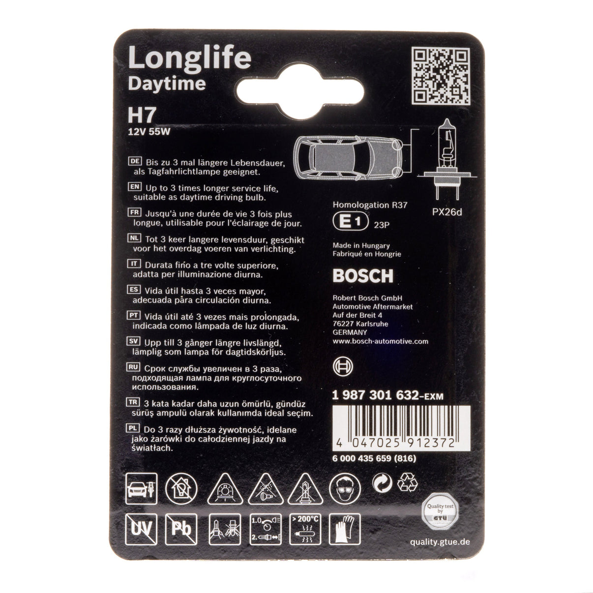 Halogenlampa – BOSCH – H7 – 3000K – 9V - 16V