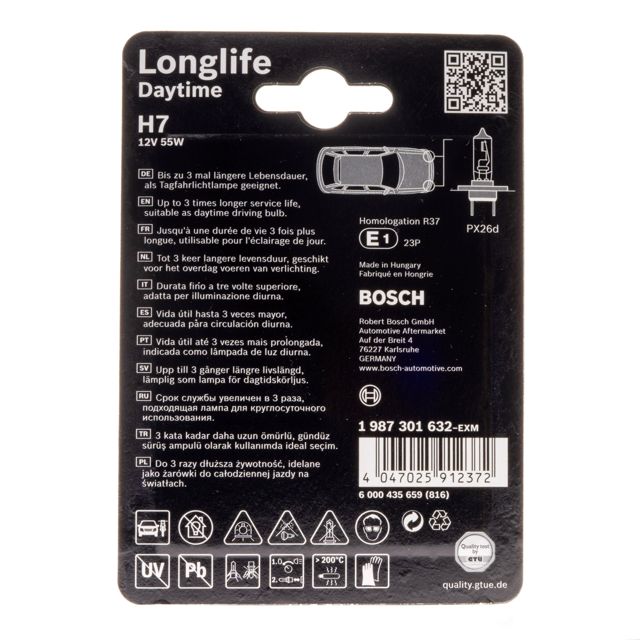 Halogenlampa – BOSCH – H7 – 3000K – 9V - 16V