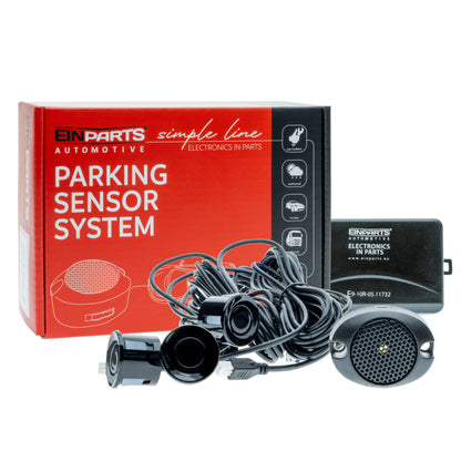 Parkeringssensor med summer – Svart – ultraljudssensor – 4 sensorer – 4x 2,5 m