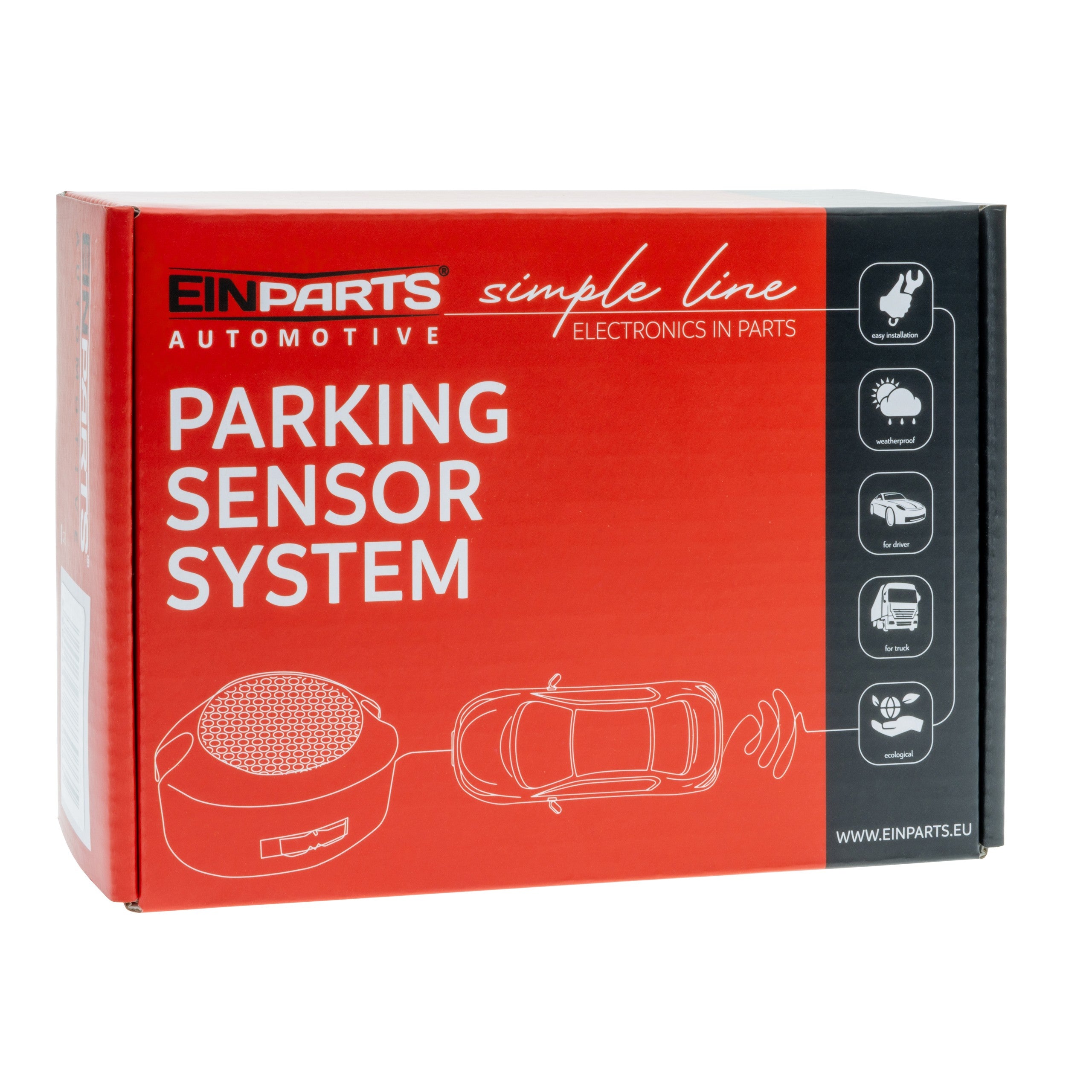 Parkeringssensor med summer – Svart – ultraljudssensor – 4 sensorer – 4x 2,5 m