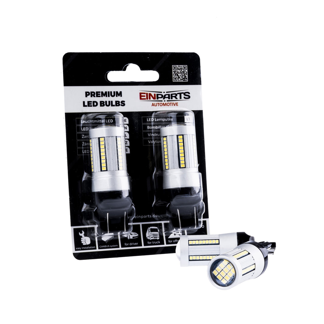 LED-lampa för bil – W2,1x9,5d1/5W – W3x16q – 6000K – 66 LED – SMD 2016 – 2-pack
