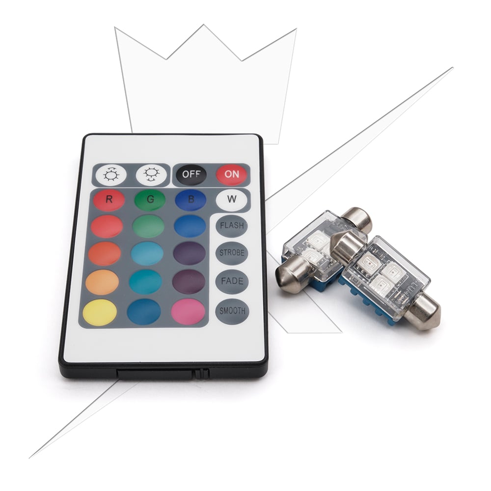 36mm Spollampa Remote 12V – RGB - Carlevel AB - Fordon och delar > Fordonsdelar > Belysning