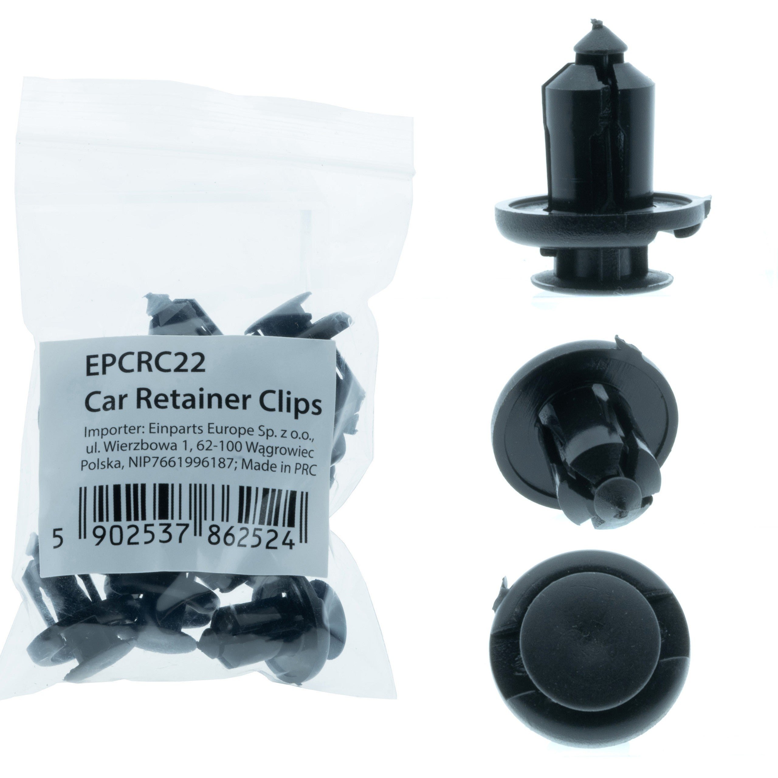 Fästclips Honda Accord/City m.fl. – A 19,8 B 9,8 C 13,5 d 3,4 H 13 hål ø 10