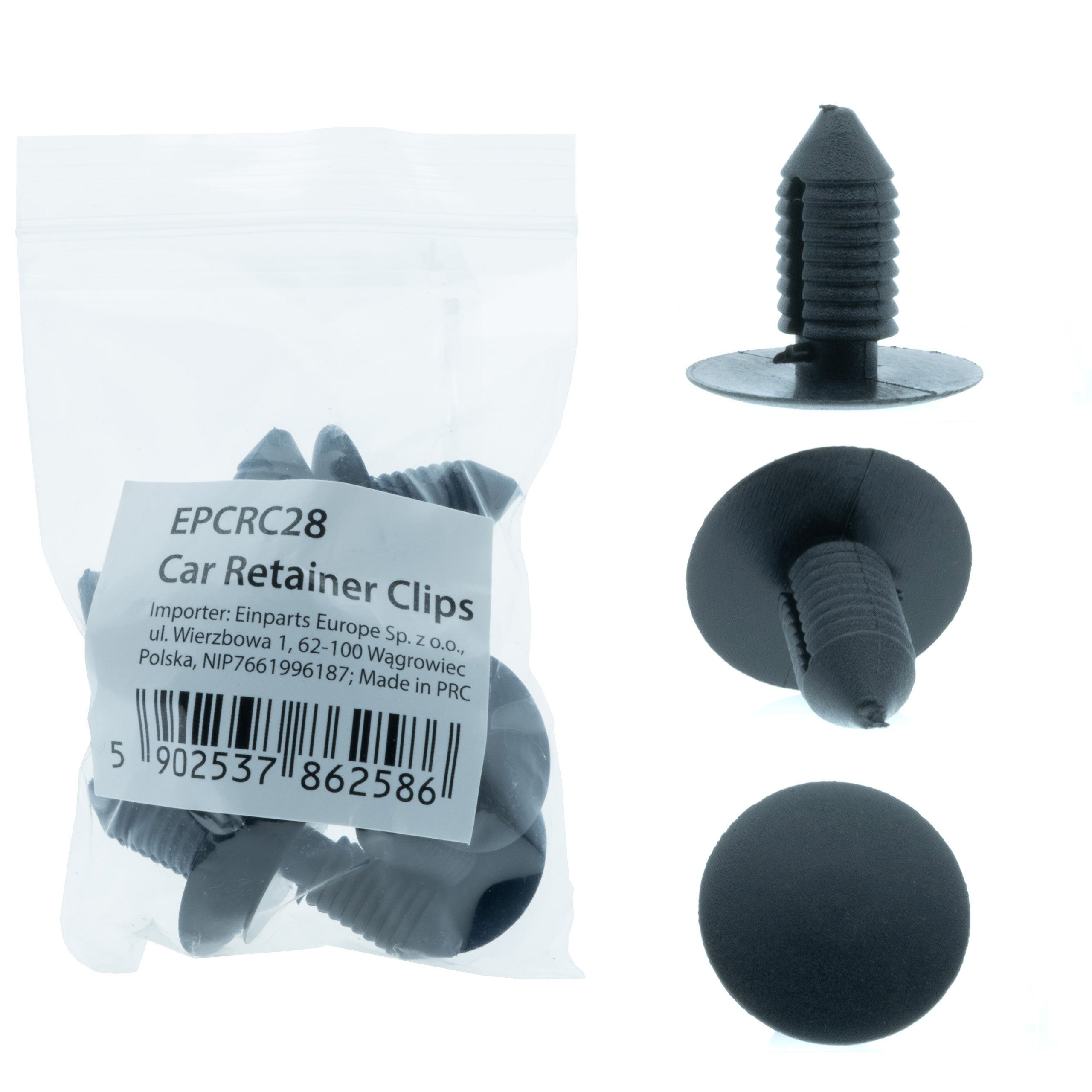Fästclips – A 25,1 B 6,9 C 11 d 3,9 H 23,9 hål ø 11 – OE 1619321 – 10-pack