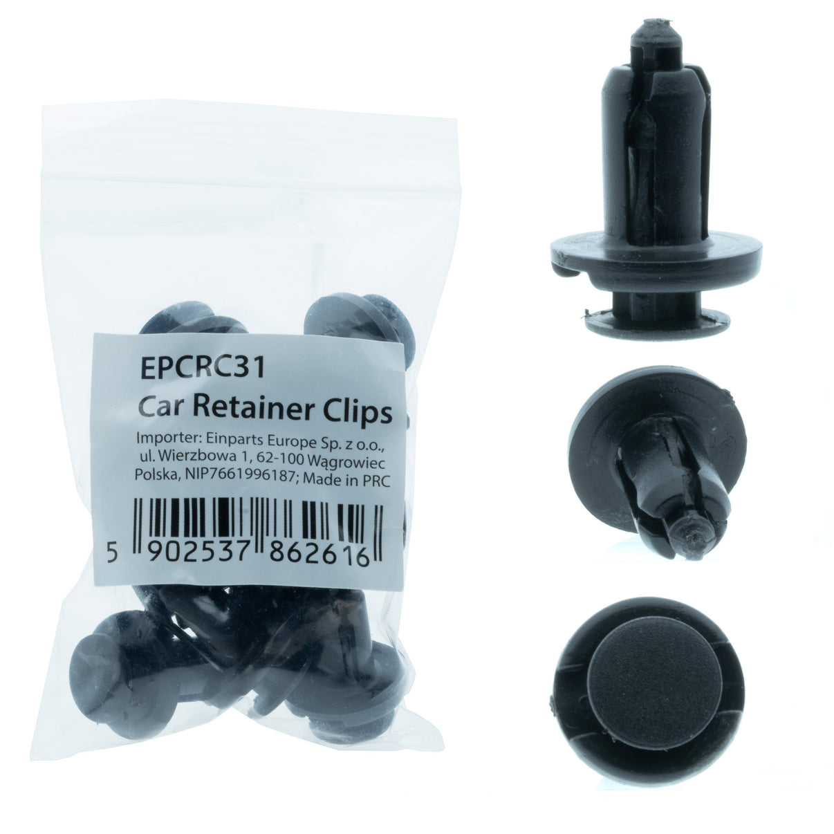 Fästclips Honda Accord/City m.fl. – A 19,8 B 9,6 C 13,7 d 3,9 H 20,5 hål ø 10