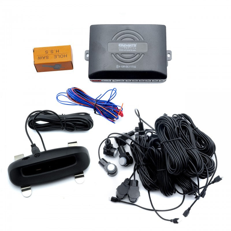Parkeringssensor med display – Silver – ultraljudssensor – 8 sensorer