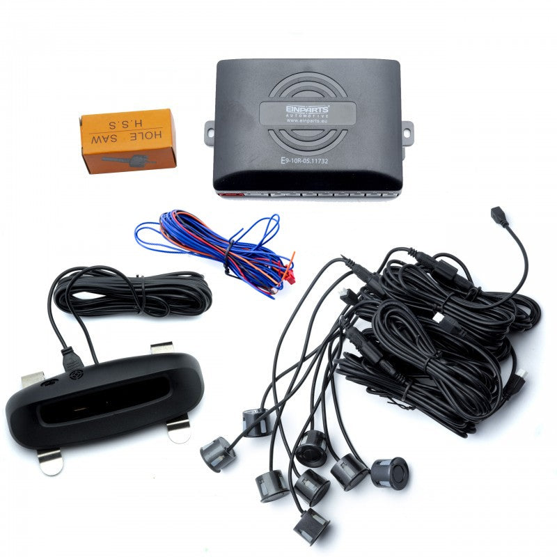 Parkeringssensor med display – Grafit – ultraljudssensor – 8 sensorer