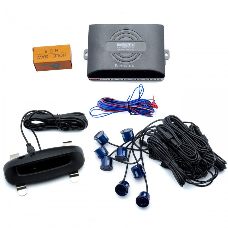 Parkeringssensor med display – Indigoblå – ultraljudssensor – 8 sensorer