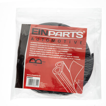 Gummilist för bil – Svart – 11 x 6 mm – 5 m – EPDM