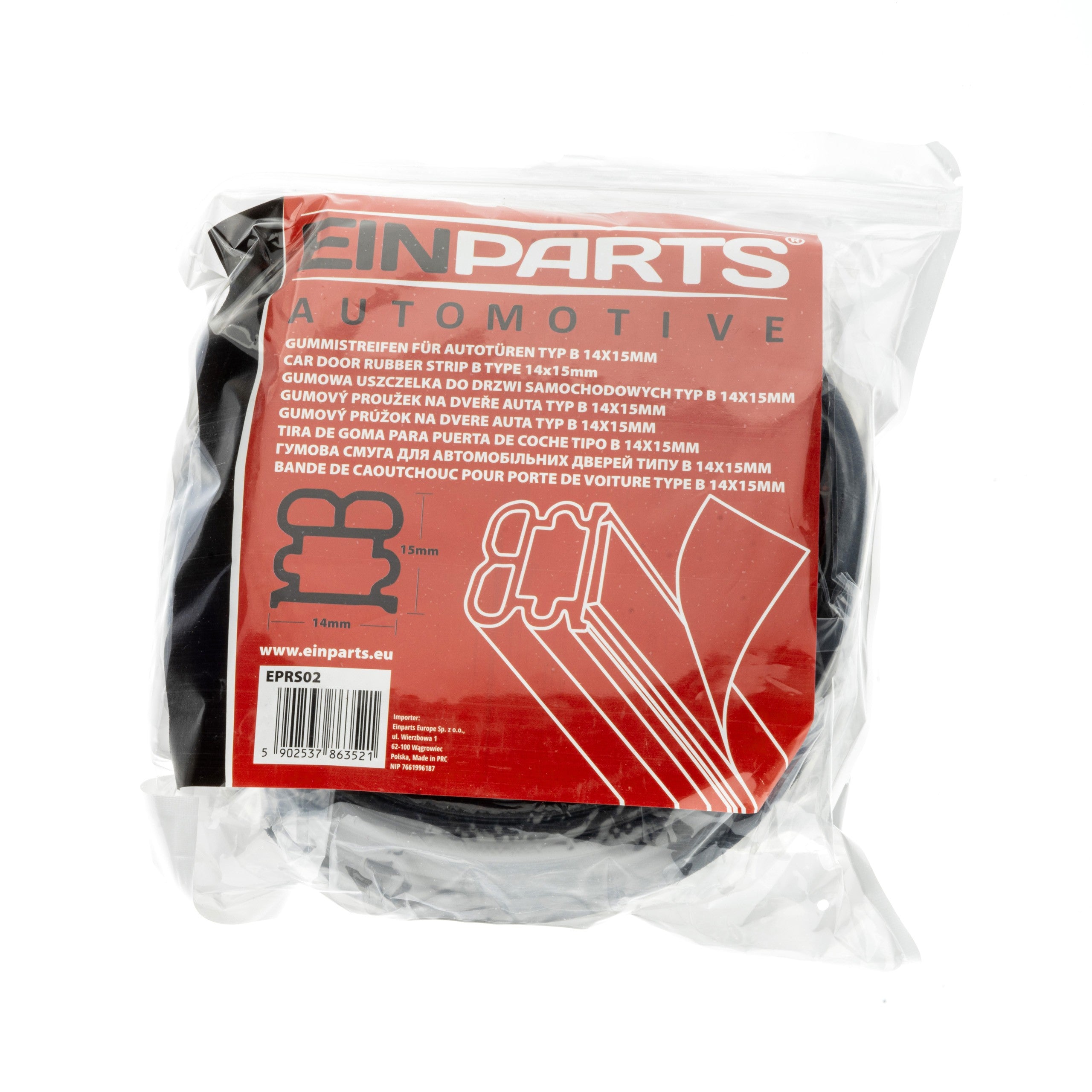 Gummilist för bil – Svart – 14 x 15 mm – 5 m – EPDM