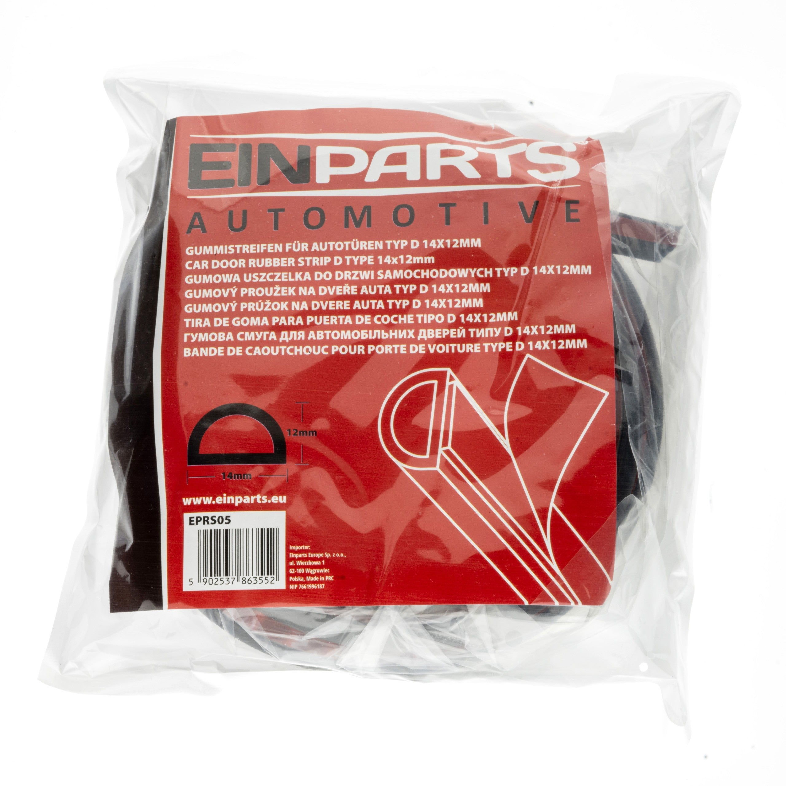 Gummilist för bil – Svart – 14 x 12 mm – 4 m – EPDM