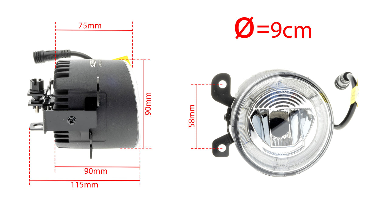 DRL- och dimljus – 6000K – 10 W – 9V - 32V