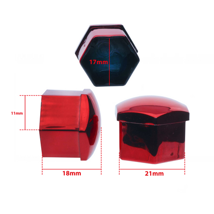 Hjulmutterskydd – Röd (metallic) – Plast – 20-pack – 18 mm mm