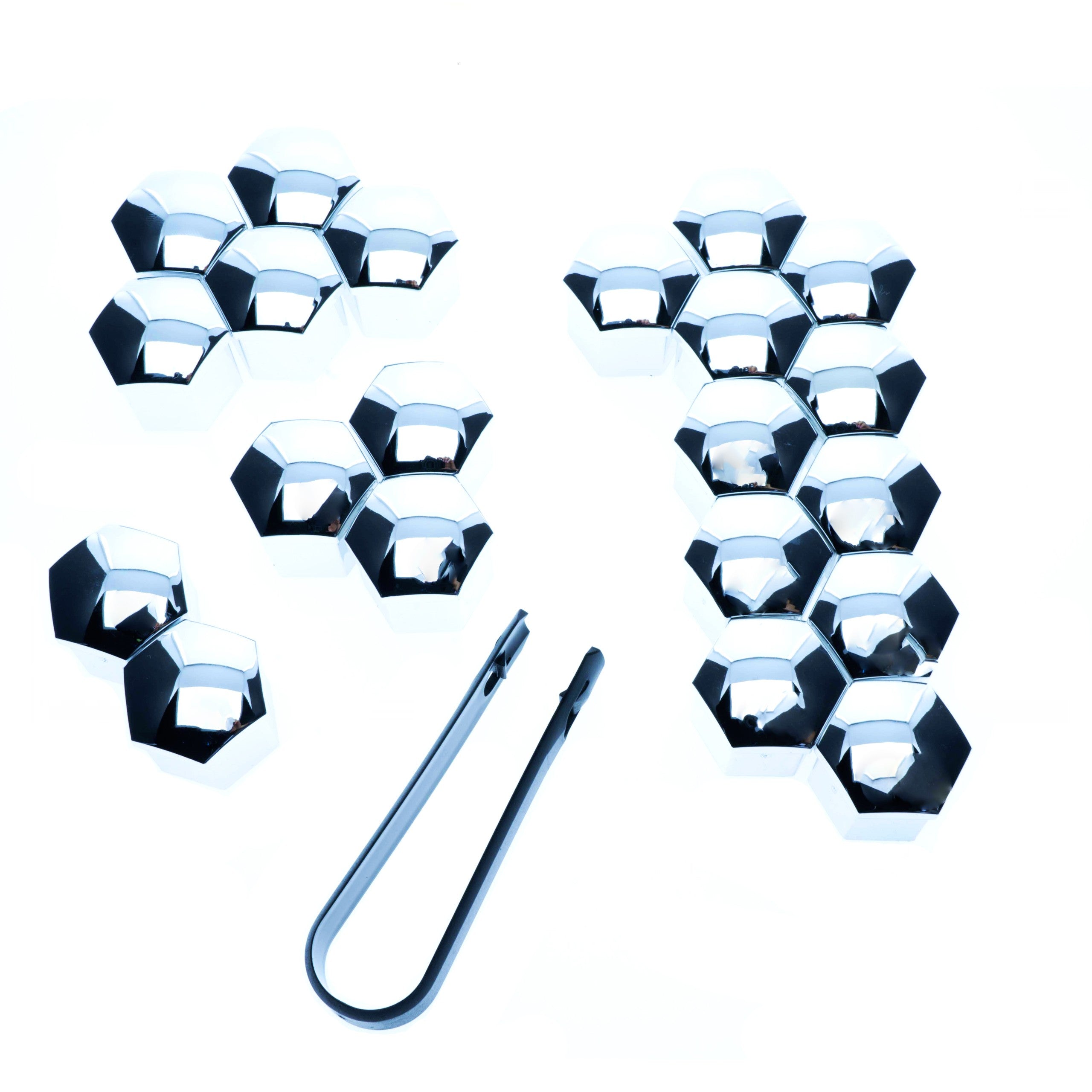 Hjulmutterskydd – Kromsilver – Plast – 20-pack