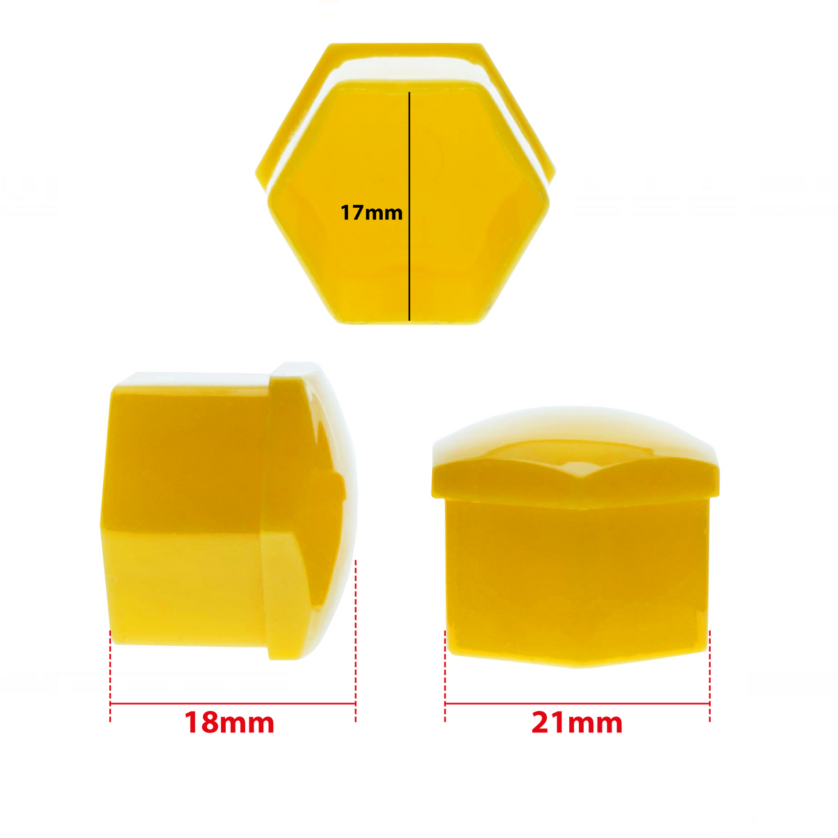 Hjulmutterskydd – Gul – Plast – 20-pack – 18 mm mm