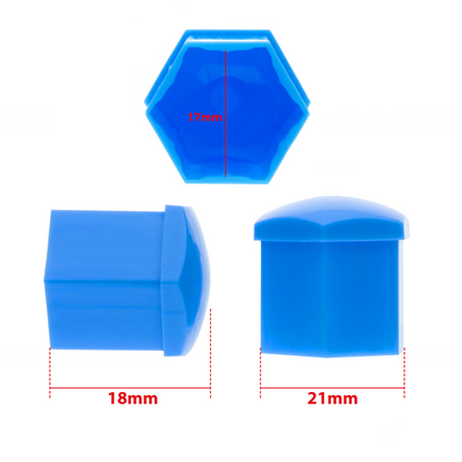 Hjulmutterskydd – Blå – Plast – 20-pack – 18 mm mm