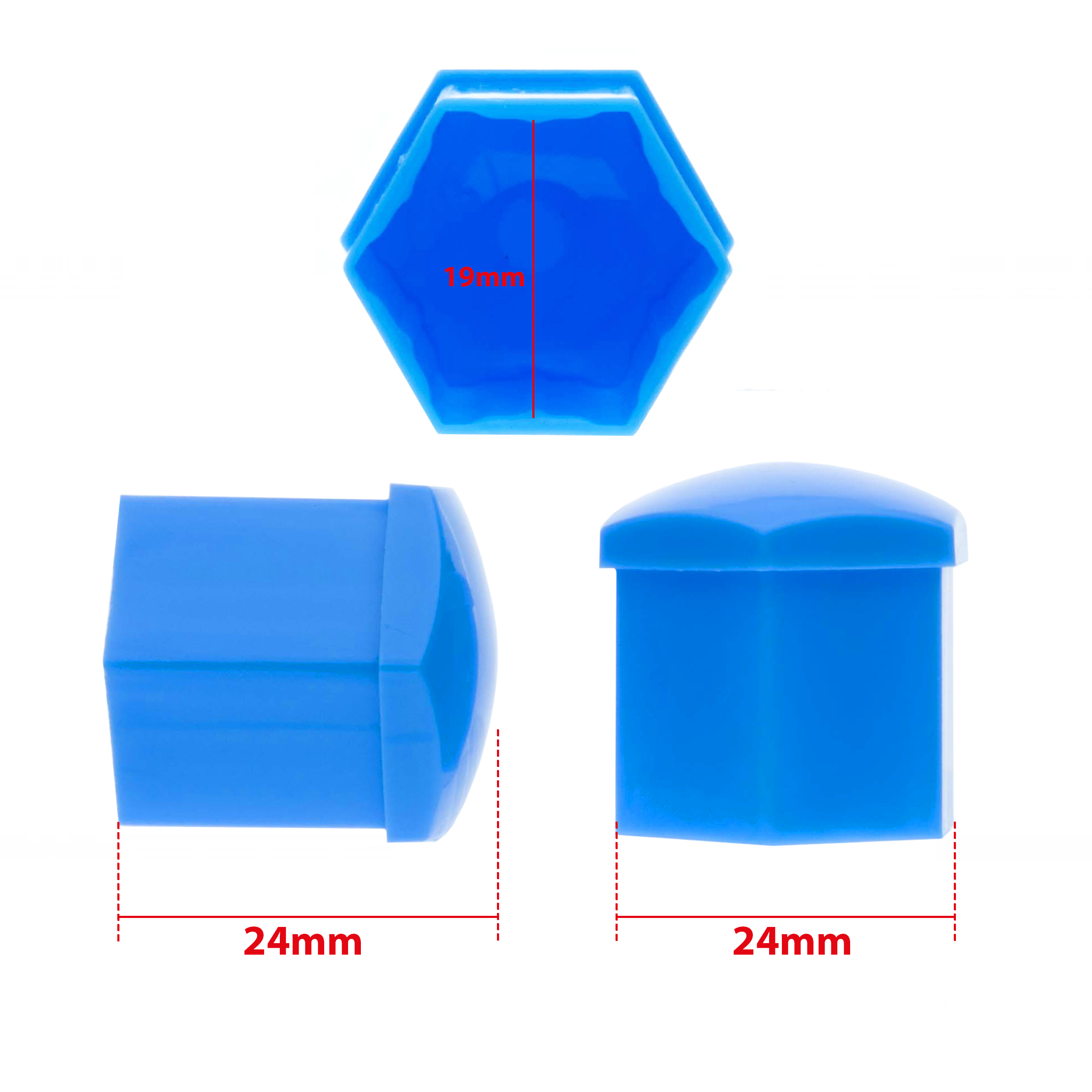Hjulmutterskydd – Blå – Plast – 20-pack – 24 mm mm