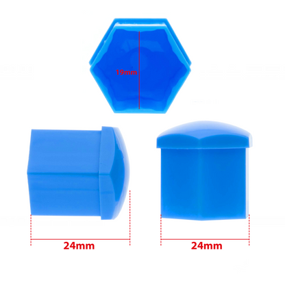 Hjulmutterskydd – Blå – Plast – 20-pack – 24 mm mm