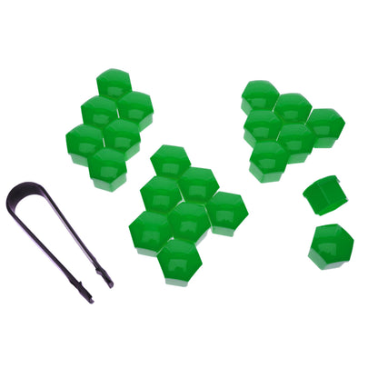Hjulmutterskydd – Grön – Plast – 20-pack – 24 mm mm