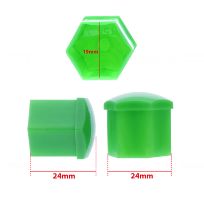 Hjulmutterskydd – Grön – Plast – 20-pack – 24 mm mm