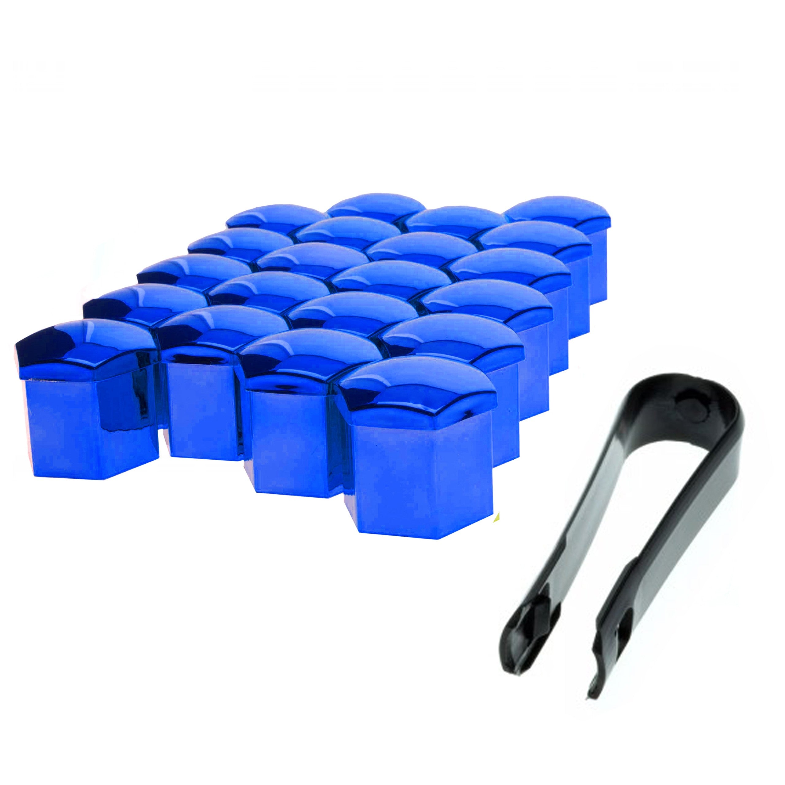 Hjulmutterskydd – Blå (metallic) – Plast – 20-pack – 24 mm mm