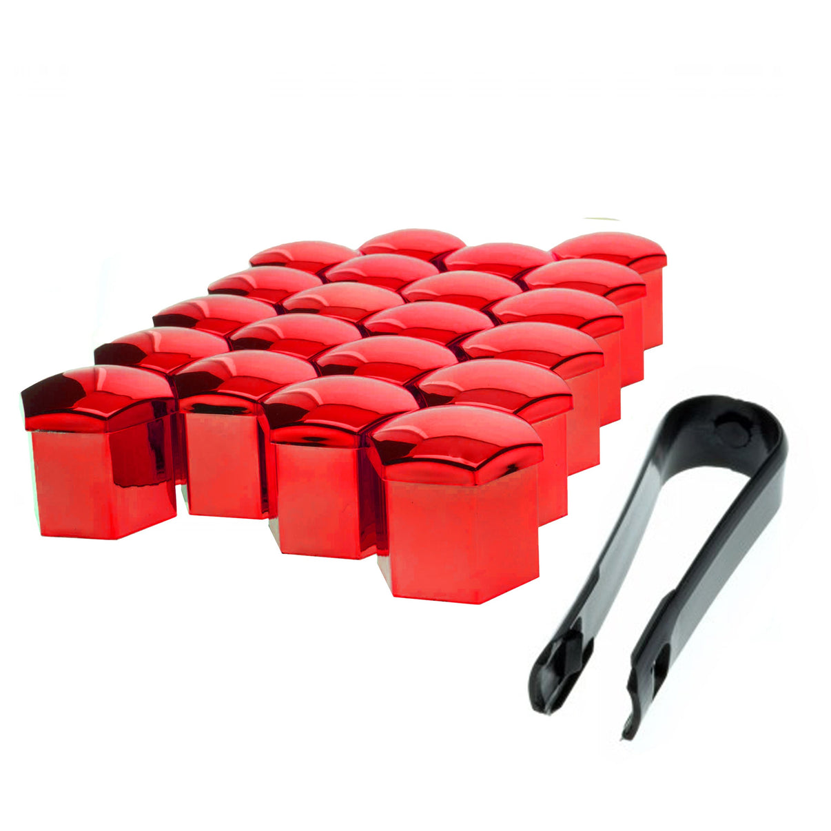 Hjulmutterskydd – Röd (metallic) – Plast – 20-pack – 24 mm mm