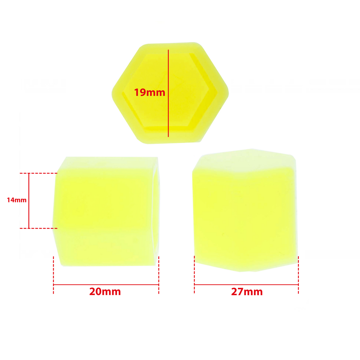 Hjulmutterskydd – Gul – Silikon – 20-pack – 19 mm