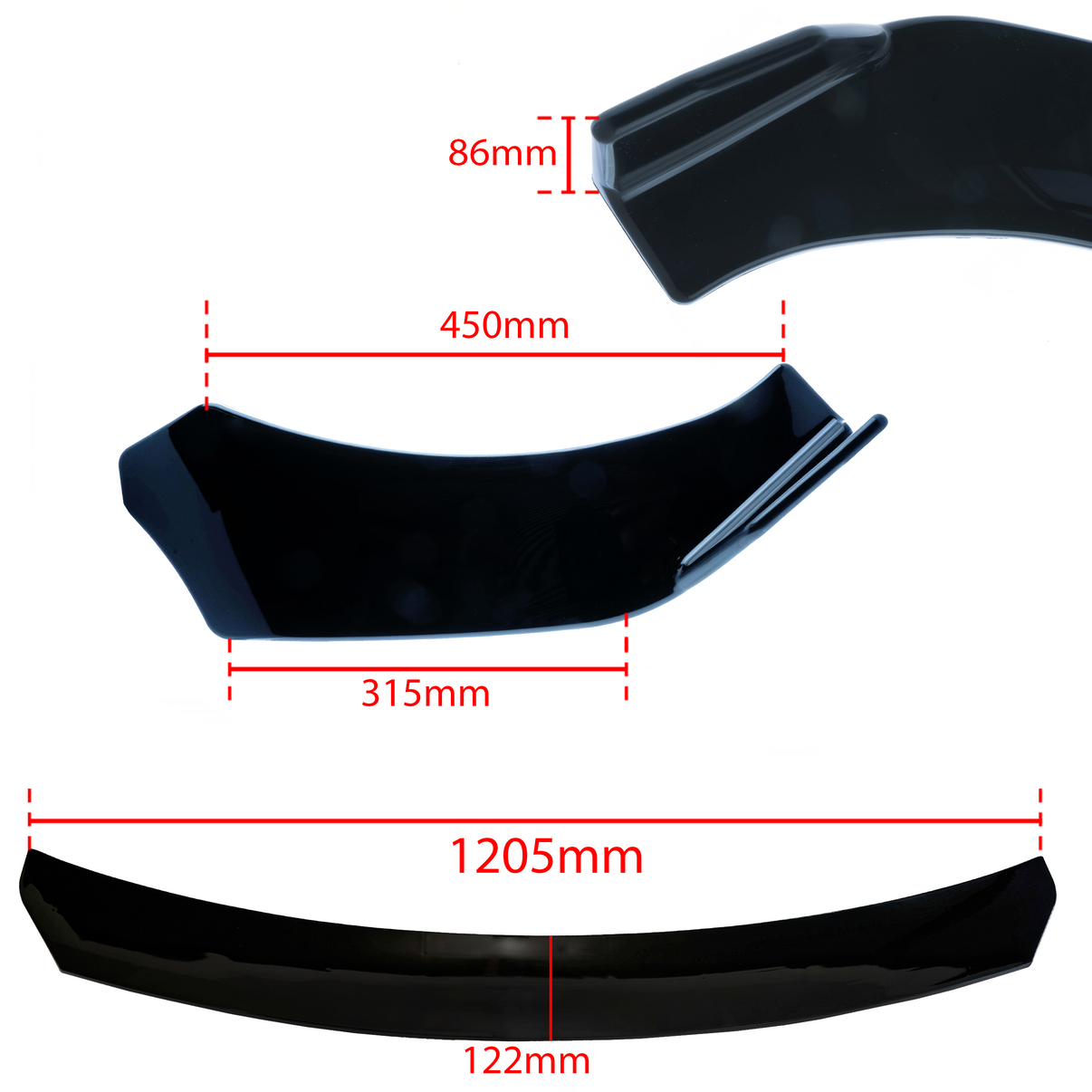 Frontsplitter – Svart gloss – ABS
