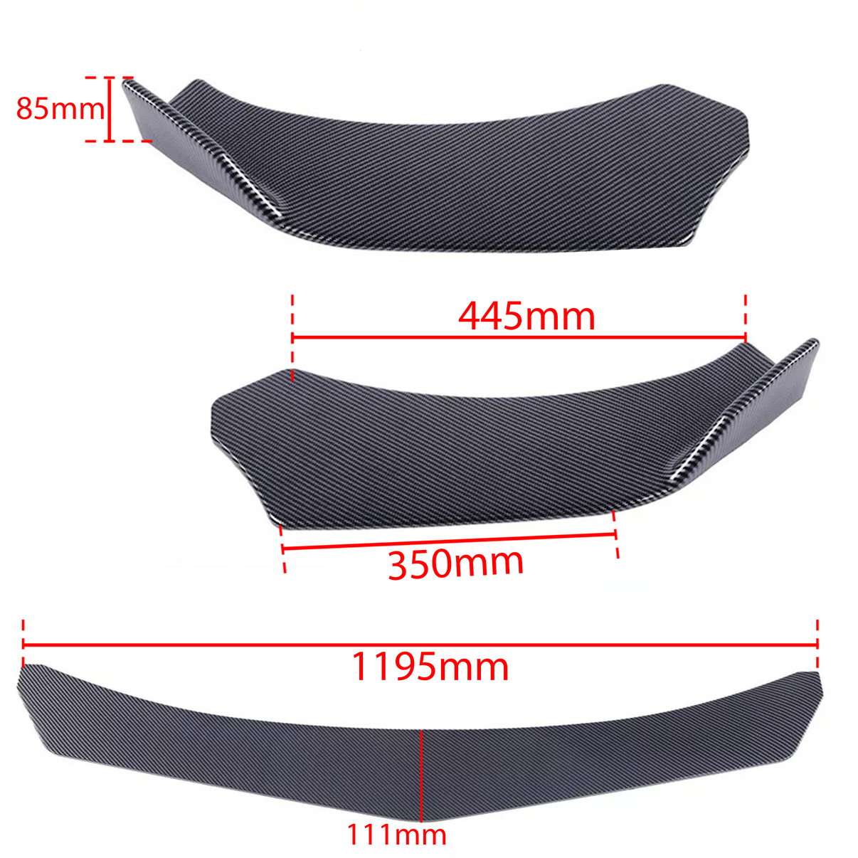 Frontsplitter – Svart – ABS