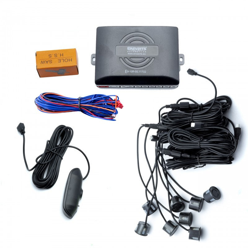 Parkeringssensor med display – Grafit – ultraljudssensor – 8 sensorer