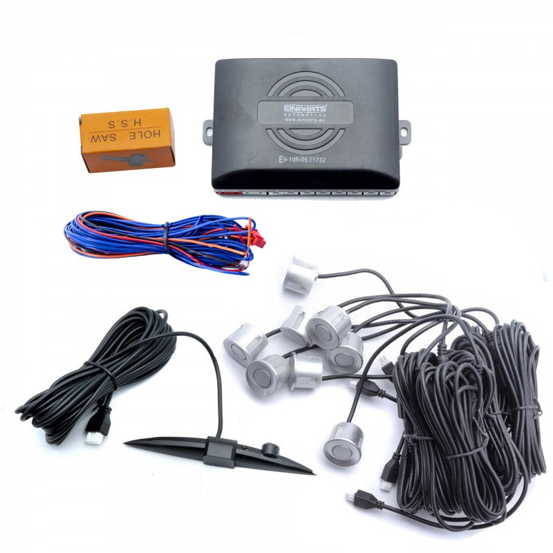 Parkeringssensor – Silver – ultraljudssensor – 8 sensorer – 4x 2,5 m/ 4x 6 m
