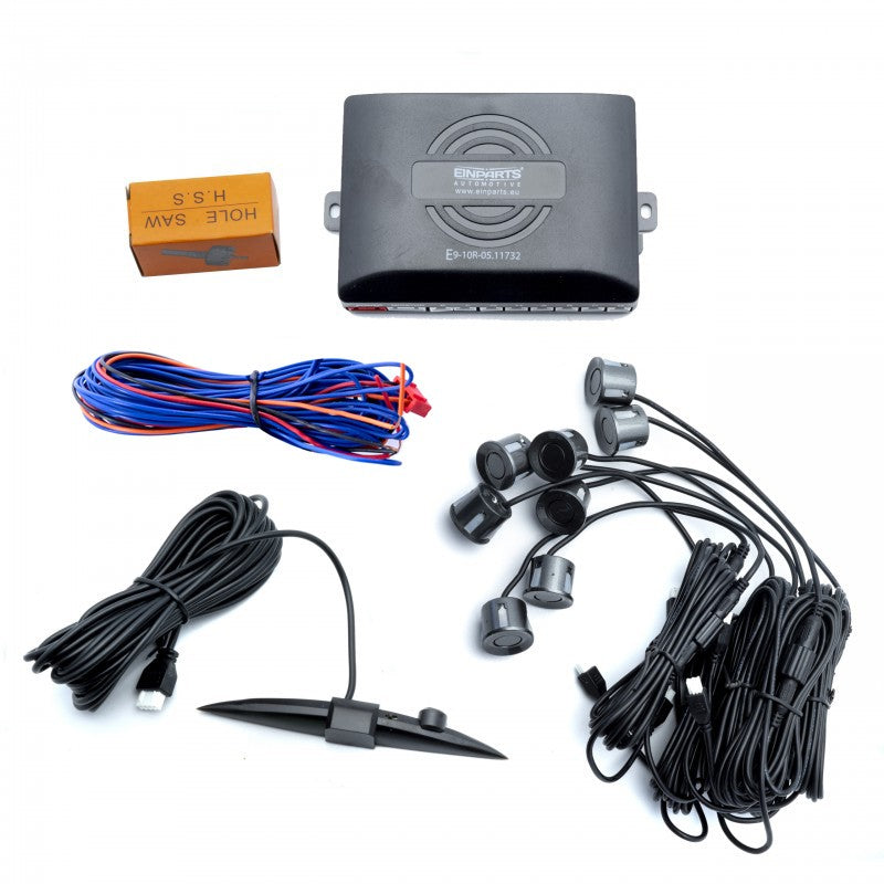 Parkeringssensor med display – Antracit – ultraljudssensor – 8 sensorer