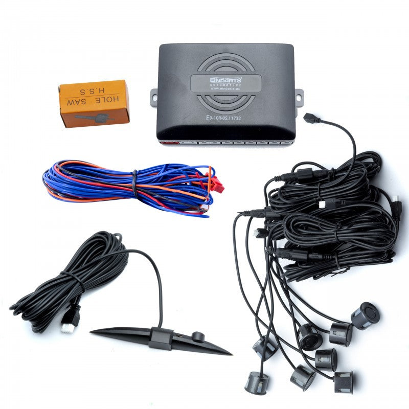 Parkeringssensor med display – Grafit – ultraljudssensor – 8 sensorer