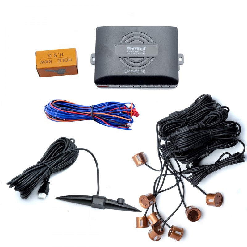 Parkeringssensor med display – Koppar – ultraljudssensor – 8 sensorer