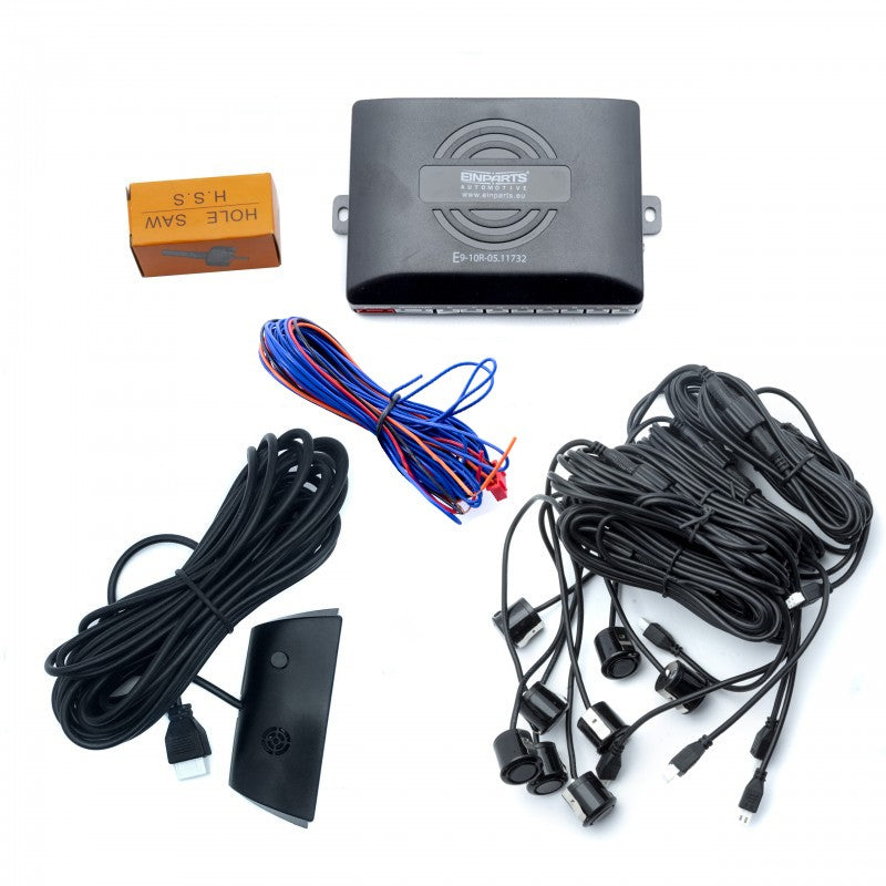 Parkeringssensor med display – Svart – ultraljudssensor – 8 sensorer