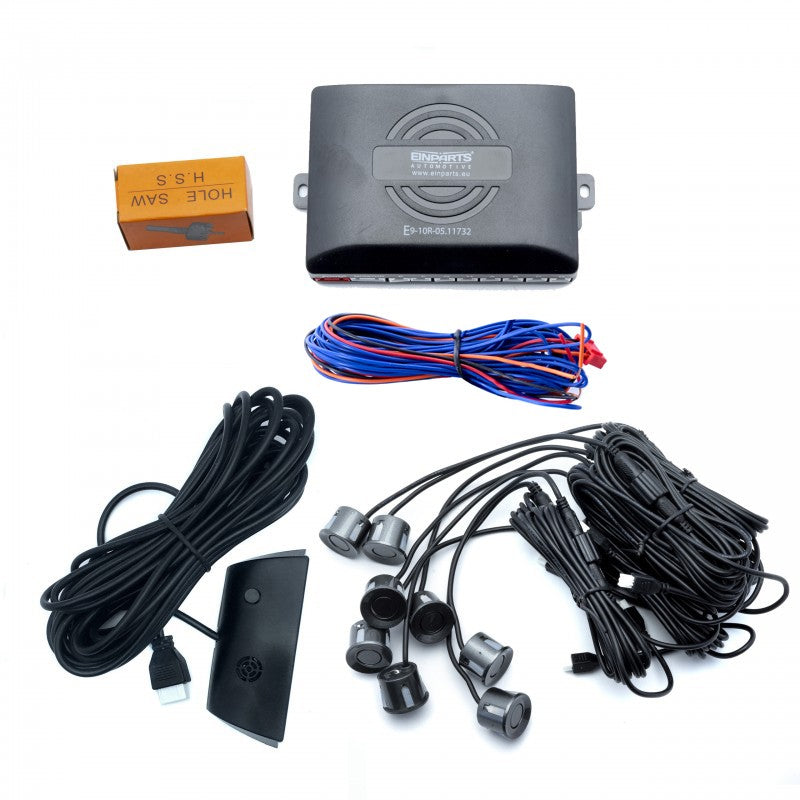 Parkeringssensor med display – Antracit – ultraljudssensor – 8 sensorer