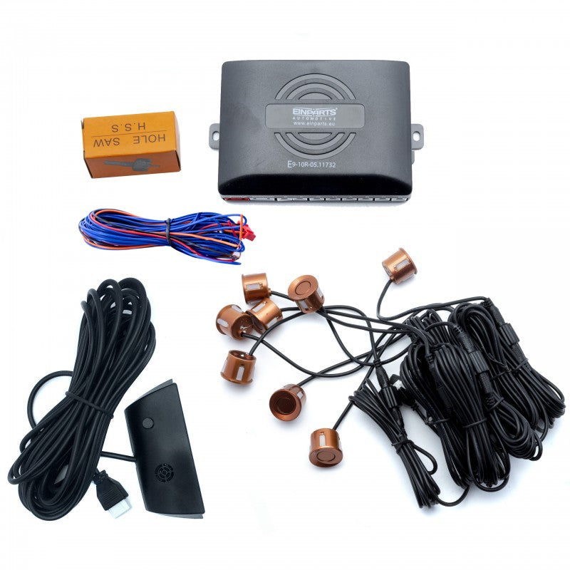 Parkeringssensor med display – Koppar – ultraljudssensor – 8 sensorer