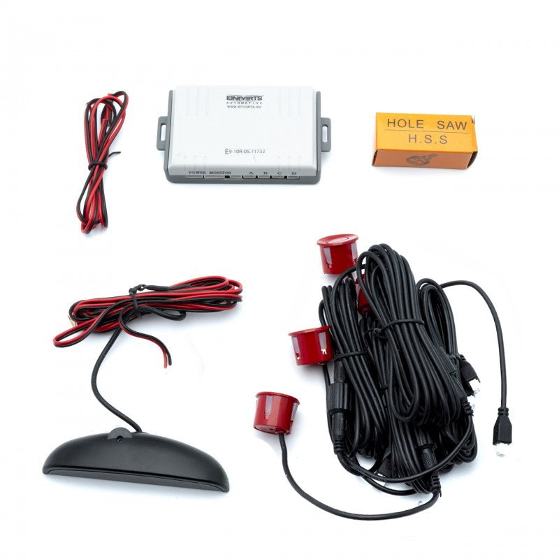 Parkeringssensor med display – Röd – ultraljudssensor – 4 sensorer – 4x 2,5 m